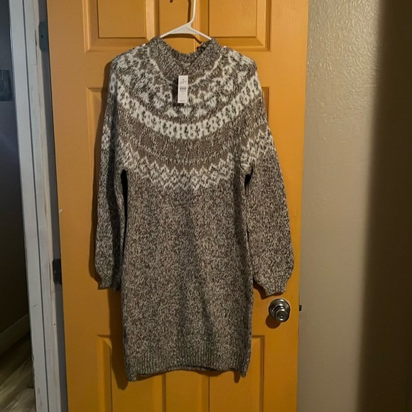 MEDIUM LOFT FAIR ISLE LONG SLEEVE SWEATER DRESS NWT - Picture 1 of 6